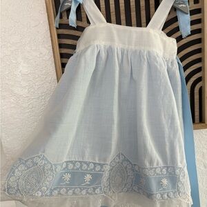 Light Blue and White Embroidered Dress vintage
